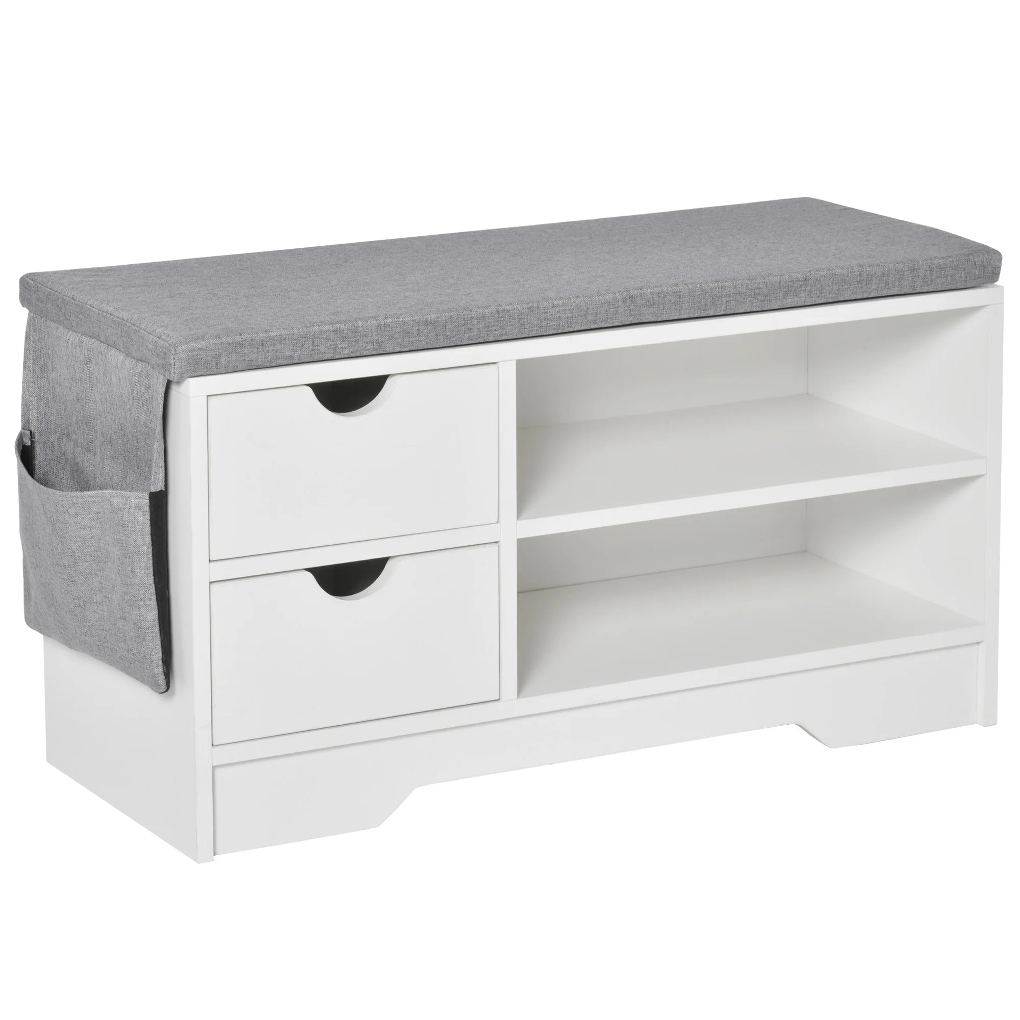 HOMCOM bench shoe rack with seat and 2 drawers 80.5x30.5x43.5 cm white and gray