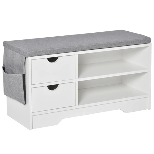HOMCOM bench shoe rack with seat and 2 drawers 80.5x30.5x43.5 cm white and gray