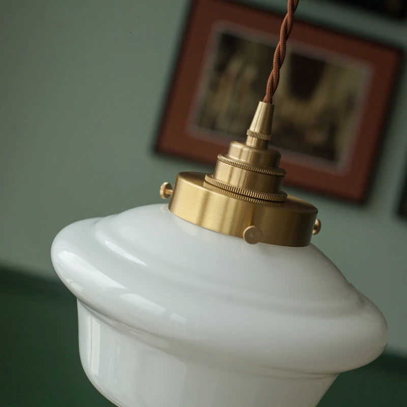 suspension led en verre avec prise en cuivre nordique moderne - vue 5 sur 28