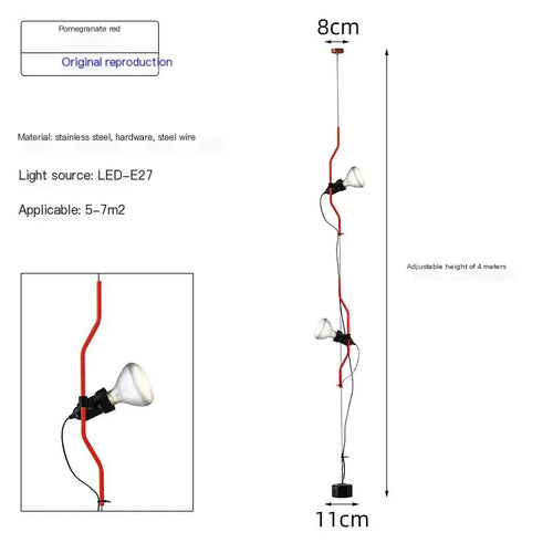 Italian minimalist adjustable height decorative floor chandelier - vue 12 sur 12