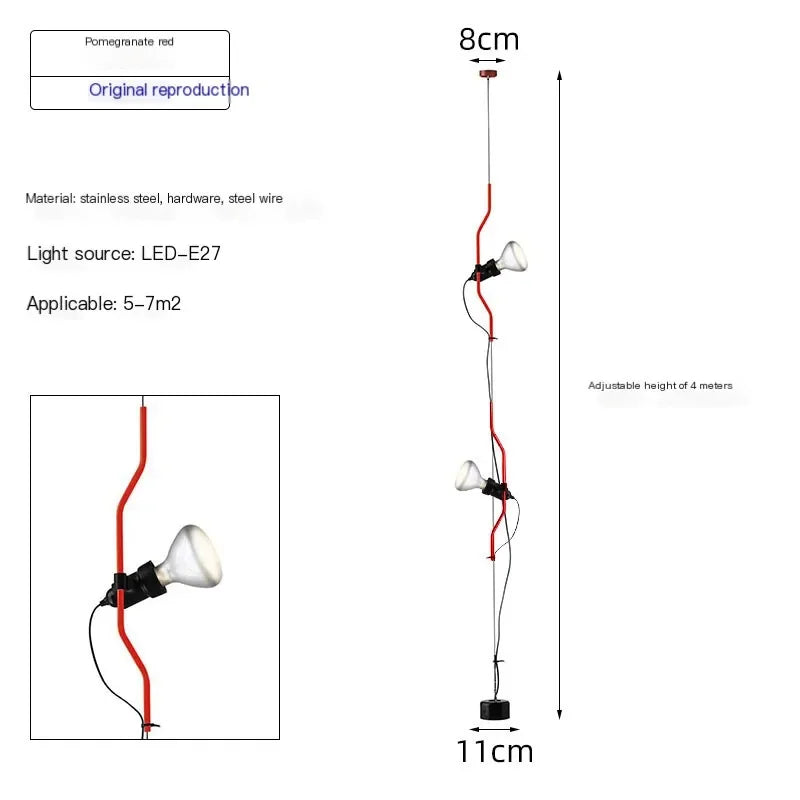 Italian minimalist adjustable height decorative floor chandelier - vue 12 sur 12