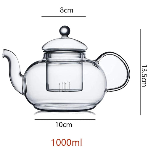 Théière verre résistant chaleur avec infuseur intégré