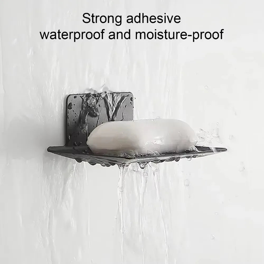 porte-savon autocollant en acier inoxydable avec drain pour douche et cuisine - vue 8 sur 9