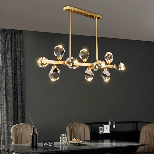 lampe lustre led laiton cristal or décor maison - vue 2 sur 18