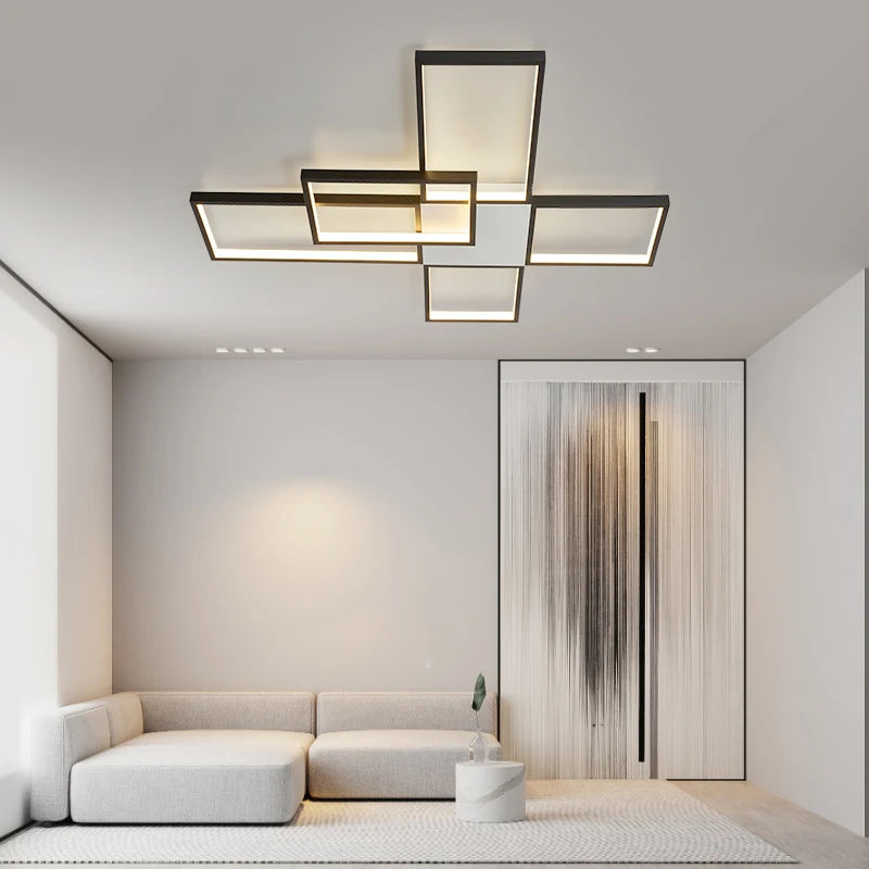 Nordic geometric flush mount LED ceiling light minimalist lamp - vue 4 sur 10