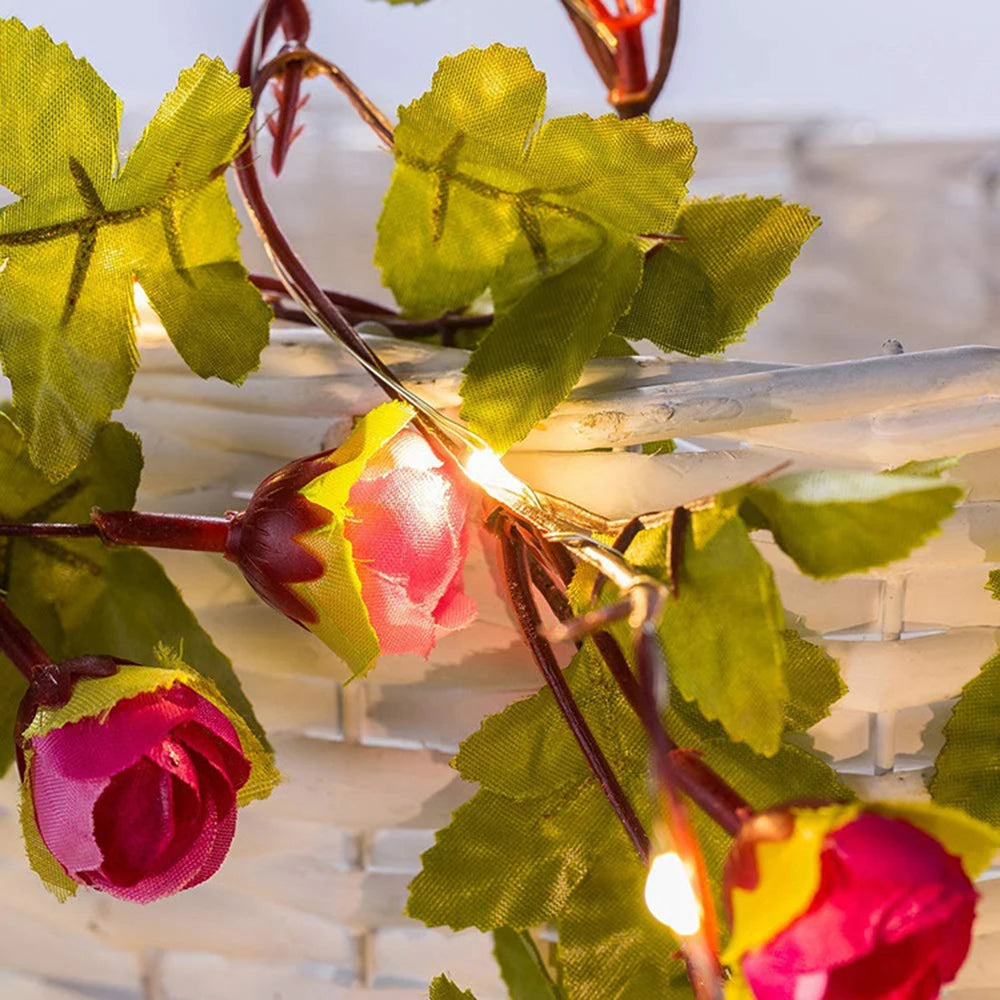guirlande de roses artificielles lumineuse pour décoration féerique - vue 7 sur 7