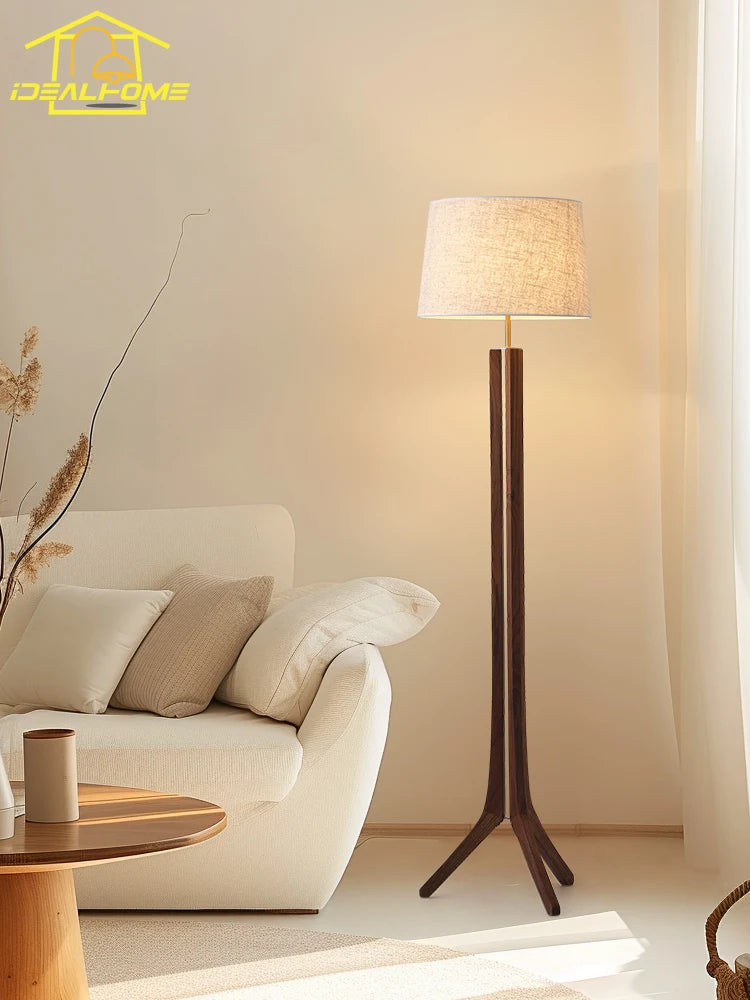lampadaire médiéval en bois massif wabi-sabi design vintage pour intérieur - vue 4 sur 6