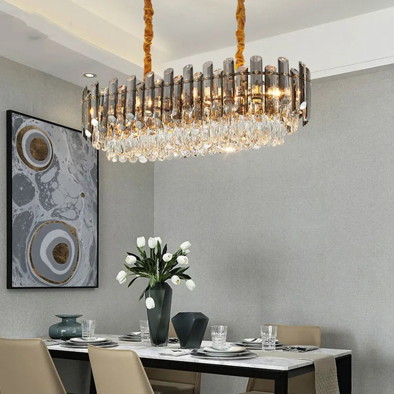 lustre de luxe moderne en cristal transparent pour décoration intérieure - vue 5 sur 18