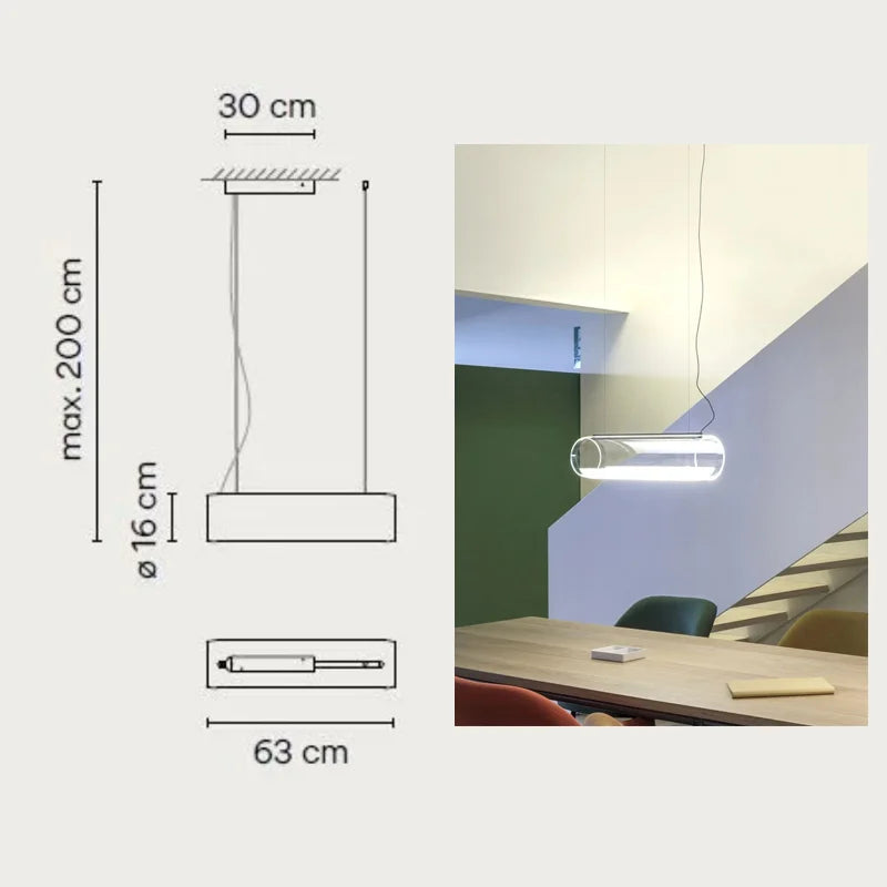 lustre moderne en verre transparent avec éclairage led - vue 7 sur 7