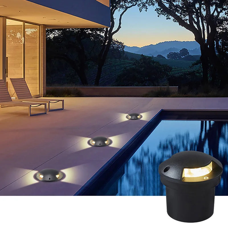 Led Underground Light One, Two, Four Side Inground Lamp Outdoor Waterproof Villa Garden Garden Light 12w 18w Floor Light - vue 6 sur 5