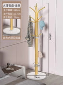 Freestanding Marble Metal Coat Rack, 3 Storage Shelves, 9 Hooks, Hall Tree for Coats, Hats, Bags, Entryway Organizer