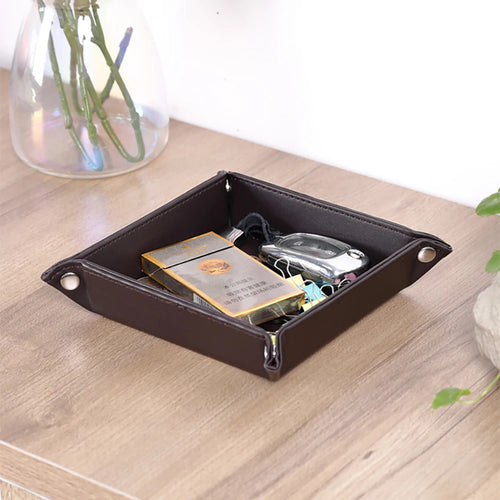 plateau de rangement en similicuir avec 5 compartiments pratiques