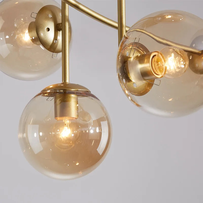 Modern nordic minimalist magic bean glass luxury LED chandelier - vue 6 sur 12