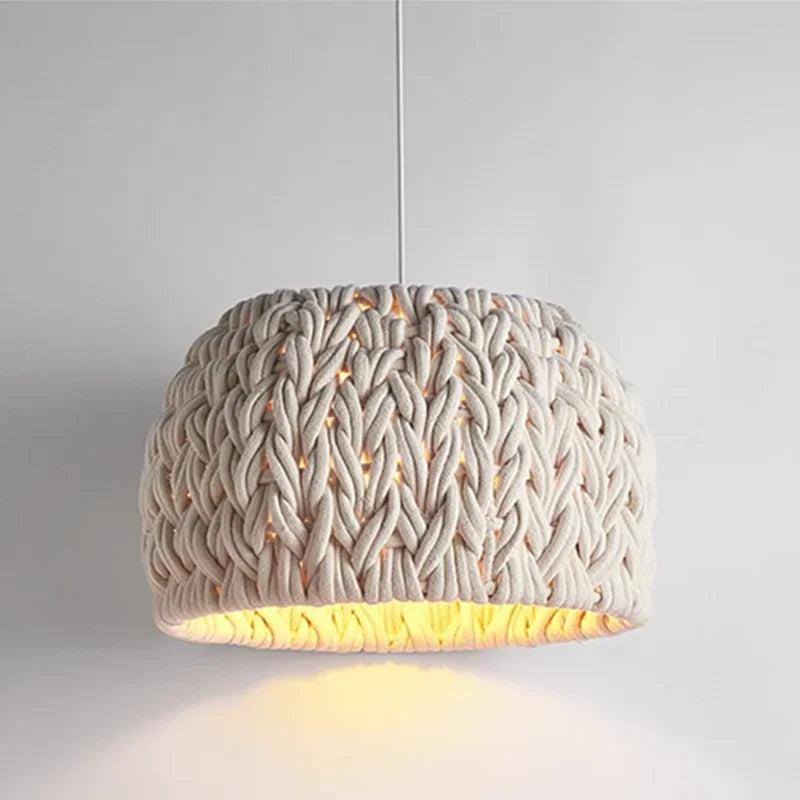 Nordic Hand-Woven Wabi Sabi Chandelier For Dining Room Study Loft LED Hanging Light Kitchen Island Cafe Bar Pendant Lamp Fixture - vue 6 sur 7