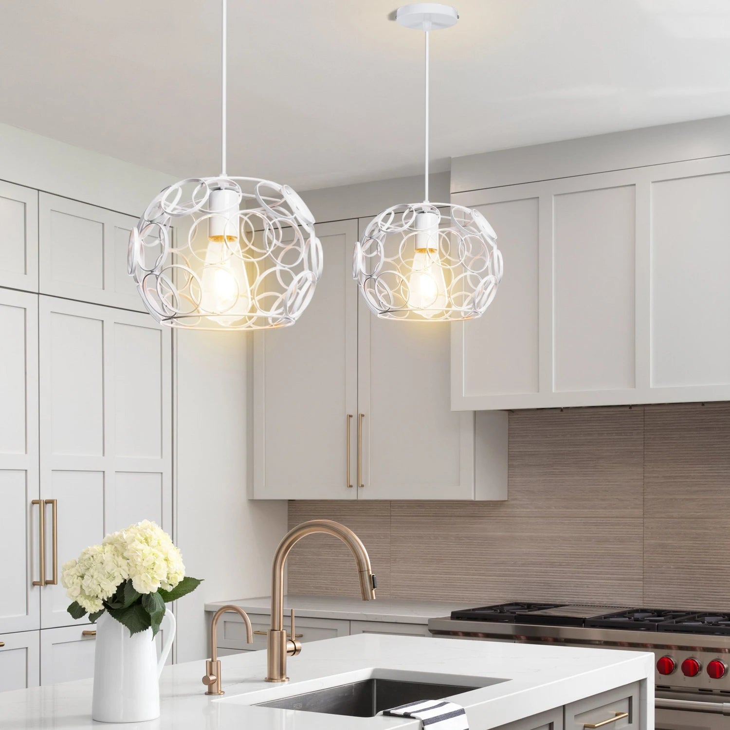 lustre industriel rétro en fer avec lumière led moderne - vue 6 sur 12