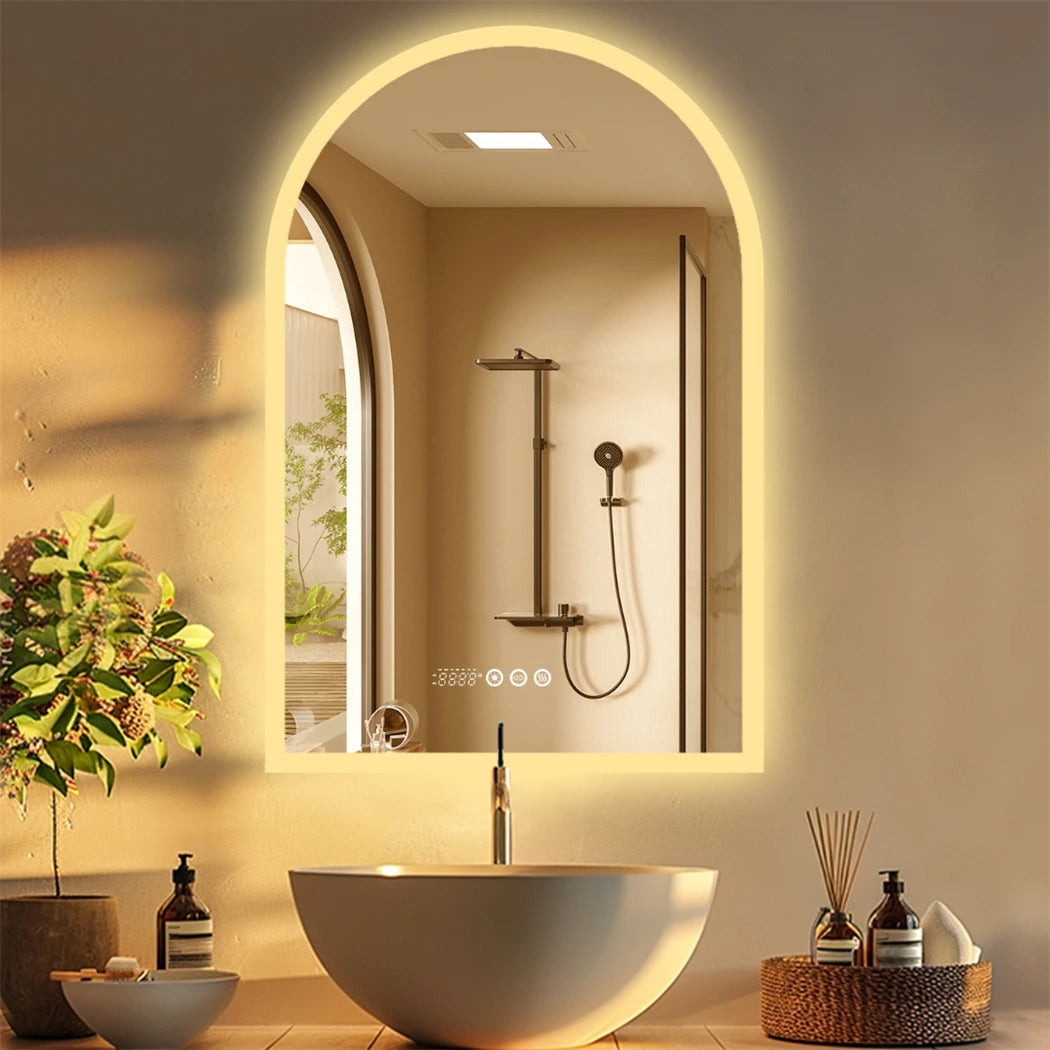 miroir LED intelligent avec affichage température heure et antibuée - vue 3 sur 7