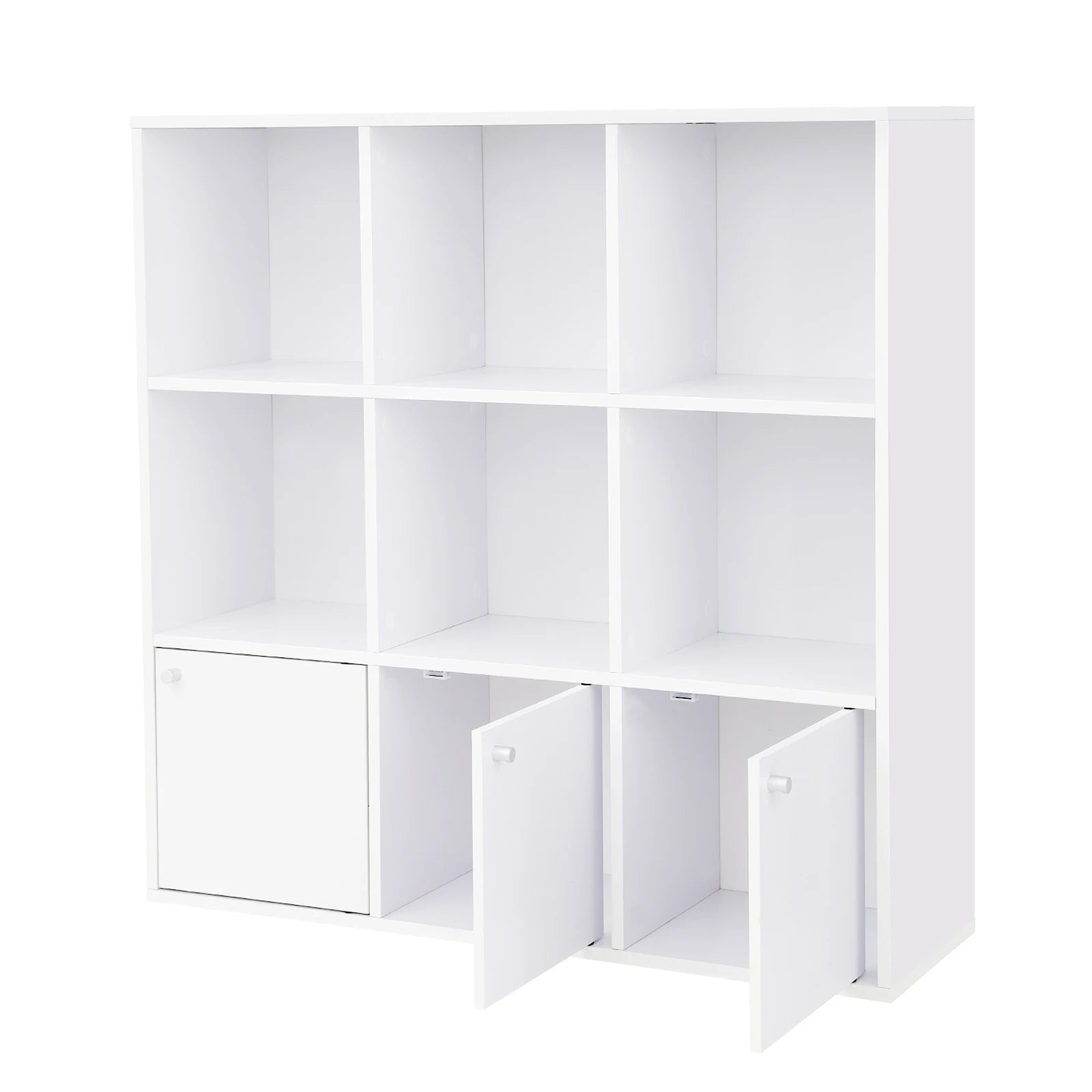 VASAGLE Bookshelf for Home Office, 9-Cube Bookcase Display Shelf, Freestanding Cube Unit Storage Rack with 3 Bottom Cabinets - vue 3 sur 7