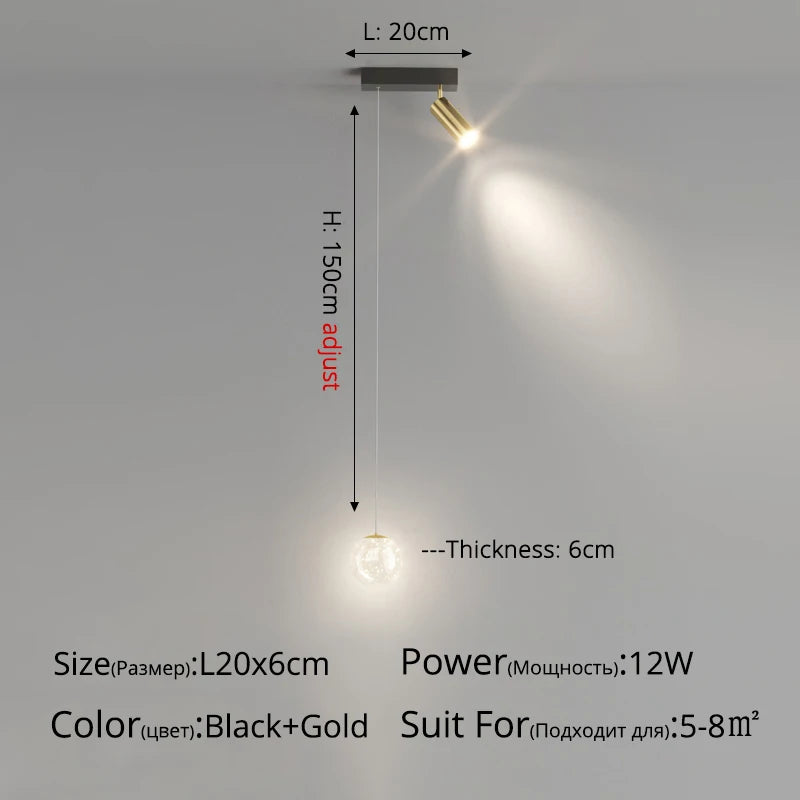 Modern nordic minimalist LED moon pendant light for home decor - vue 9 sur 13