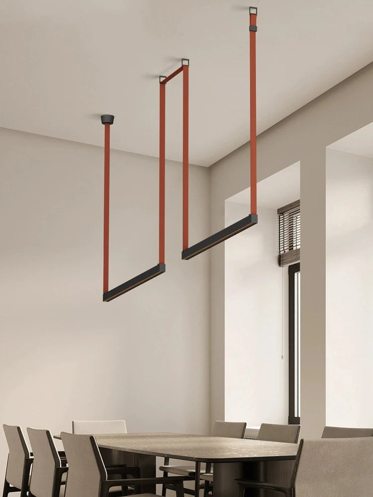lustre moderne simple led avec bande conductrice lumineuse - vue 5 sur 27