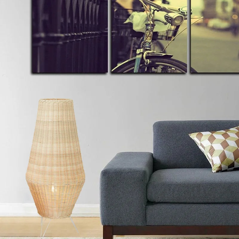 Lampadaire rotin naturel minimaliste - vue 5 sur 8