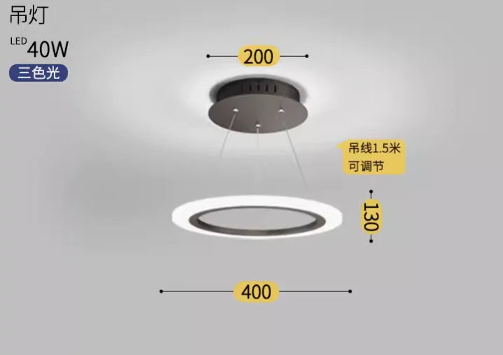 Modern minimalist nordic LED chandelier italian creative ring - vue 12 sur 12