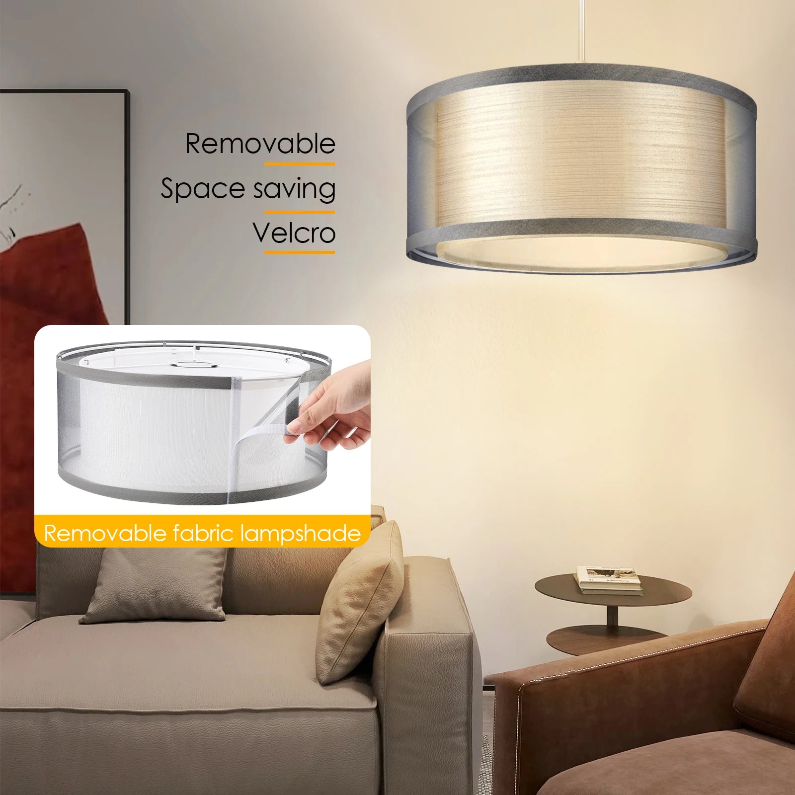 Améliorez votre décoration d'intérieur avec un abat-jour gris moderne pour plafonniers – Parfait pour les salons - vue 6 sur 7
