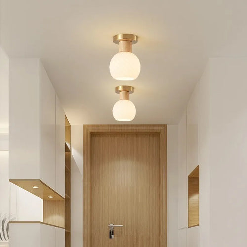 Nordique LED plafonnier en bois noyer luminaire salon allée couloir étude chambre lampes intérieur décor éclairage lampes Lustre - vue 3 sur 16