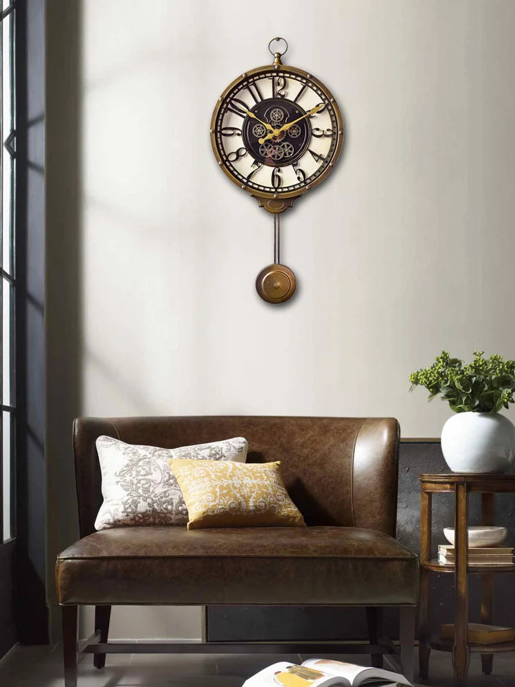 horloge murale rétro silencieuse style américain cadeau décoratif - vue 3 sur 7