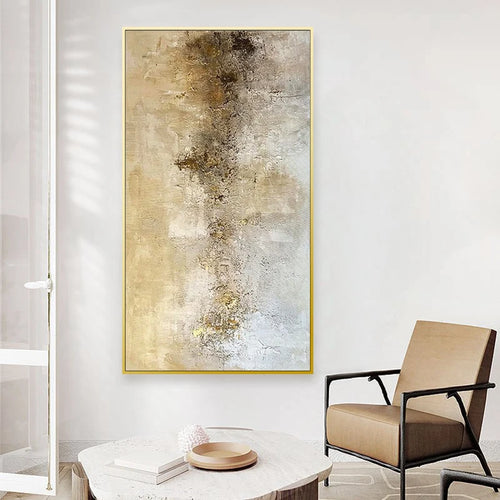 Customizable, Pure Hand-painted Abstract Decorative Painting, Living Room Background Wall Large Gold Leaf, Art Canvas Painting - vue 7 sur 12