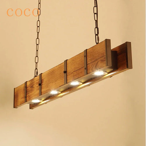Style ancien américain Vintage grenier en bois suspension lampe salle à manger Bar Table magasin de vêtements industriel suspension Led éclairage - vue 2 sur 8