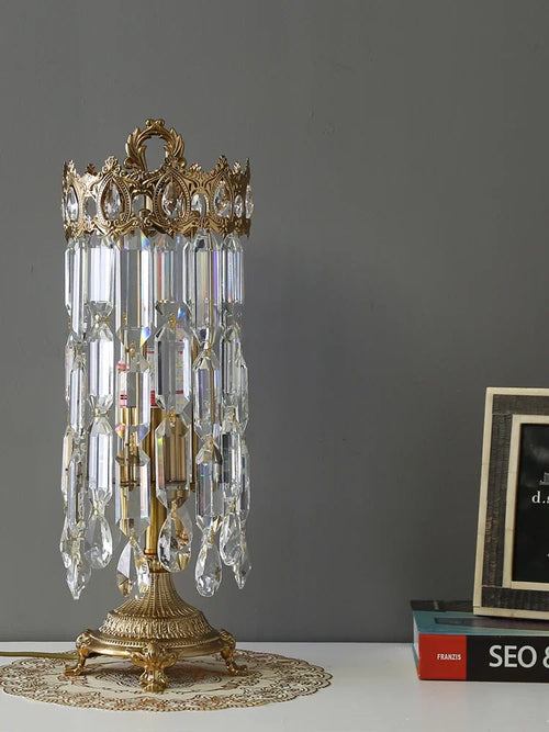 lampe de chevet luxe couronne cristal décoration élégante pour chambre - vue 4 sur 5