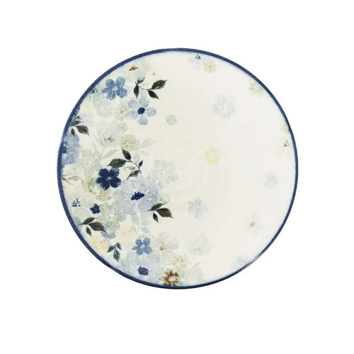 Assiettes céramique émaillée motif floral style japonais