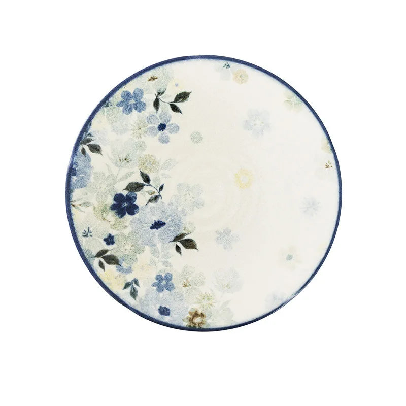 Assiettes céramique émaillée motif floral style japonais - vue 6 sur 6