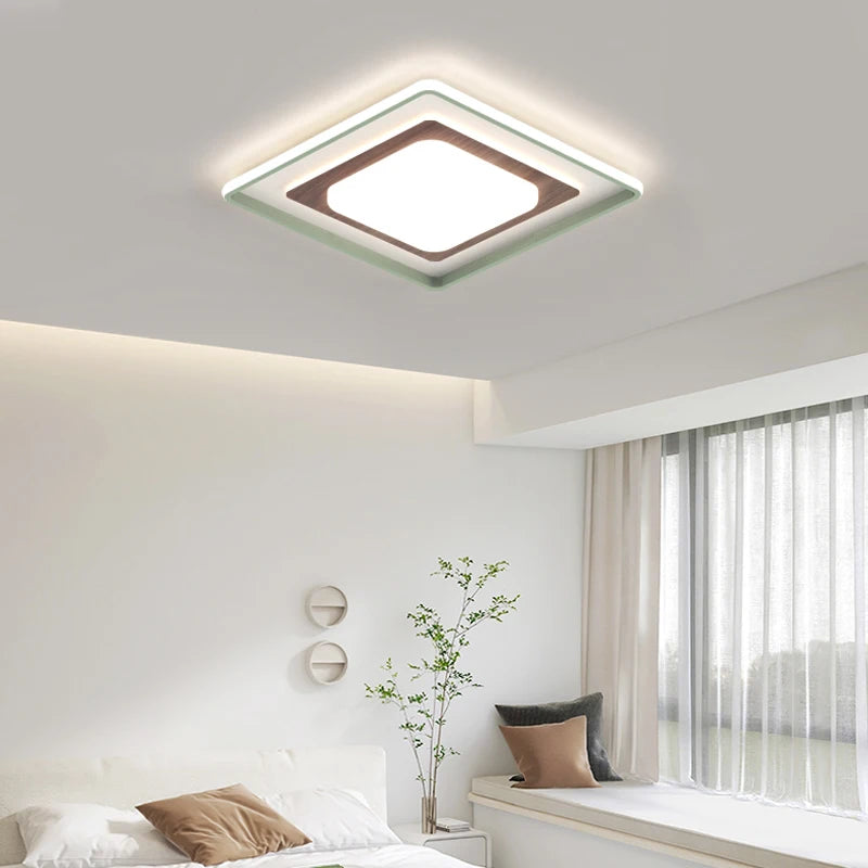 lampe de salon minimaliste carrée à grains de bois - vue 5 sur 18