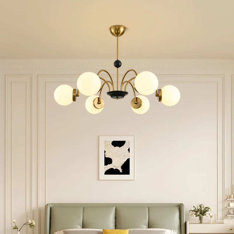 lustre moderne bauhaus magic bean style français crème luxe - vue 4 sur 16