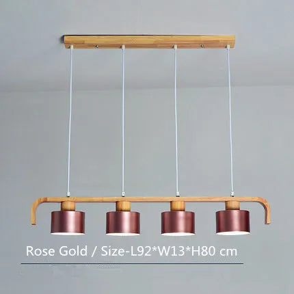 Suspension nordiques abat-jour en métal Led en bois décor à la maison lampe suspendue Restaurant café intérieur créativité lustres luminaires - vue 16 sur 16