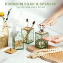 Bathroom Accessory Set, Acrylic Bamboo Accessories, Includes Toothbrush Holder, Soap Dispenser, Cotton Swab Holder, Soap Dish, T