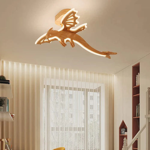 lustre dinosaure en bois pour chambre enfant et salle de jeux