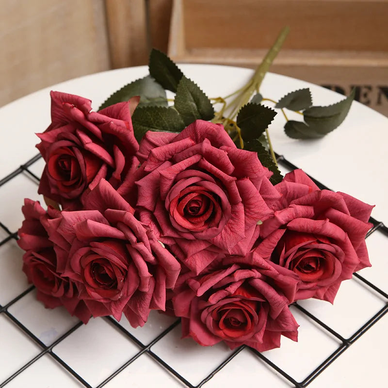 bouquet de roses artificielles pour décoration intérieure et extérieure - vue 9 sur 14