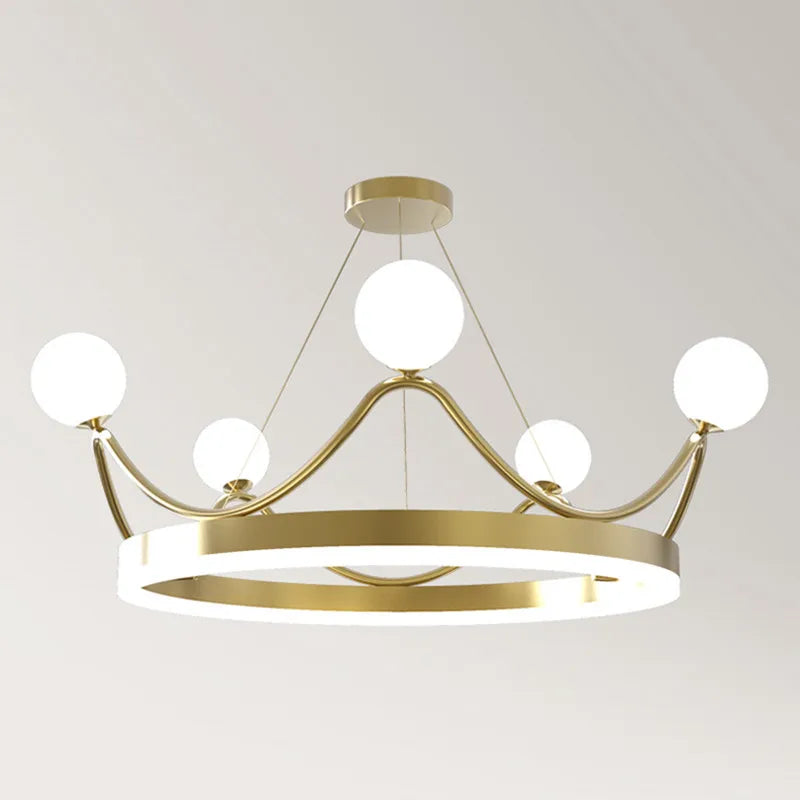 Luxe Couronne LED Lustre Lustre Éclairage Belle Anneau Enfants Chambre D'enfants Plafond Suspension Luminaires Suspendus