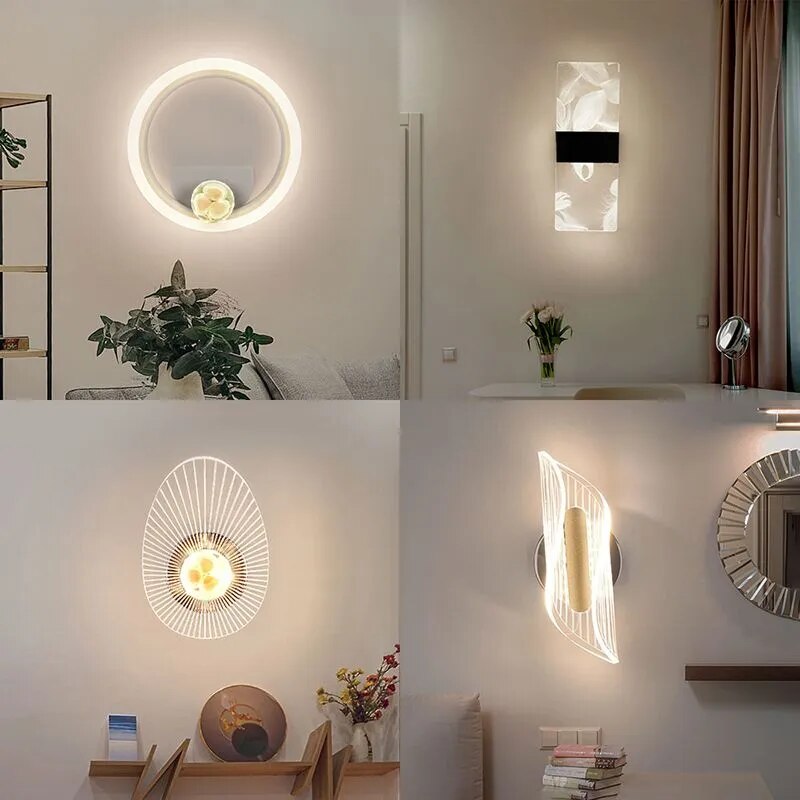 Applique murale moderne led acrylique salon intérieur chambre décoration - vue 6 sur 12