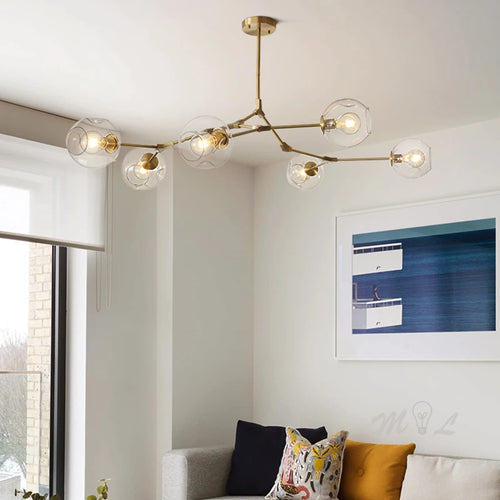 lustre à led moderne en verre à bulles design élégant pour intérieur - vue 5 sur 10