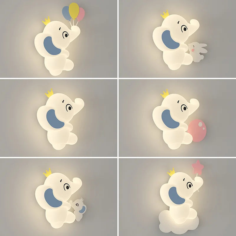applique murale moderne éléphant pour enfant lumière douce - vue 7 sur 12