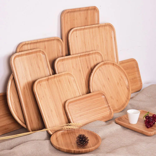 Wood Beech Plate Fruit Plate Oval Pallet trays decorative Candy Rectangular Dessert Dinner Tableware Tray, Kitchen Accessories - vue 3 sur 16