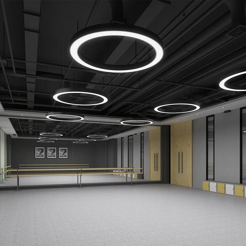 lustre à anneaux ronds led pour éclairage créatif moderne - vue 6 sur 11
