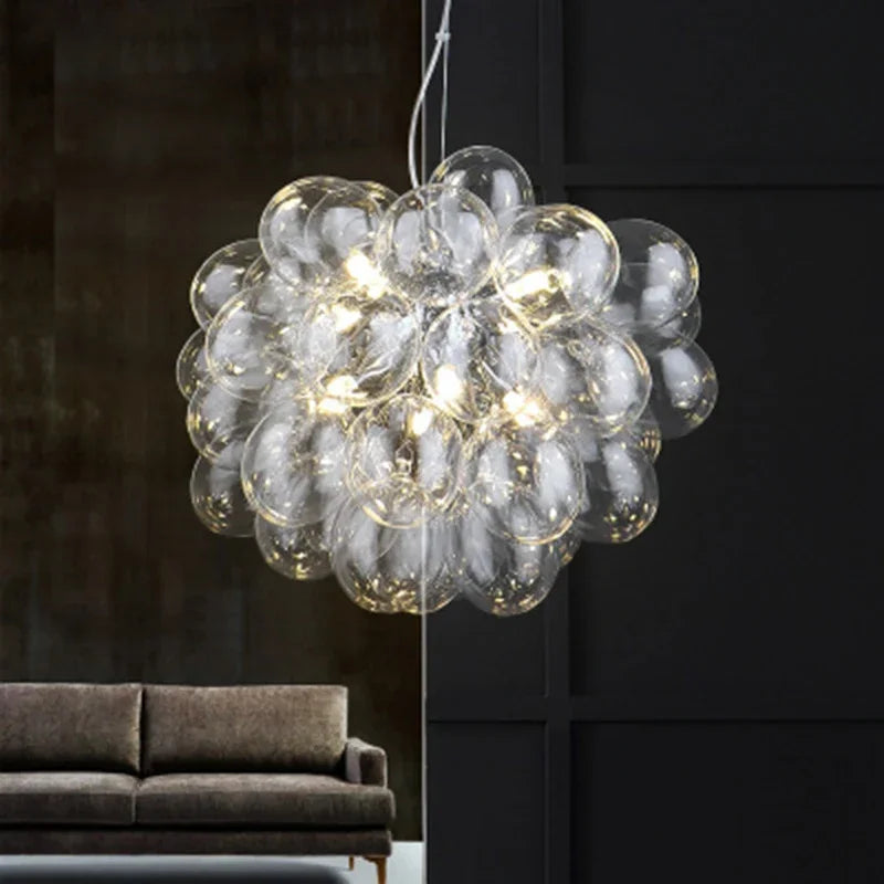 lustre postmoderne industriel en verre suspendu décoratif - vue 6 sur 14