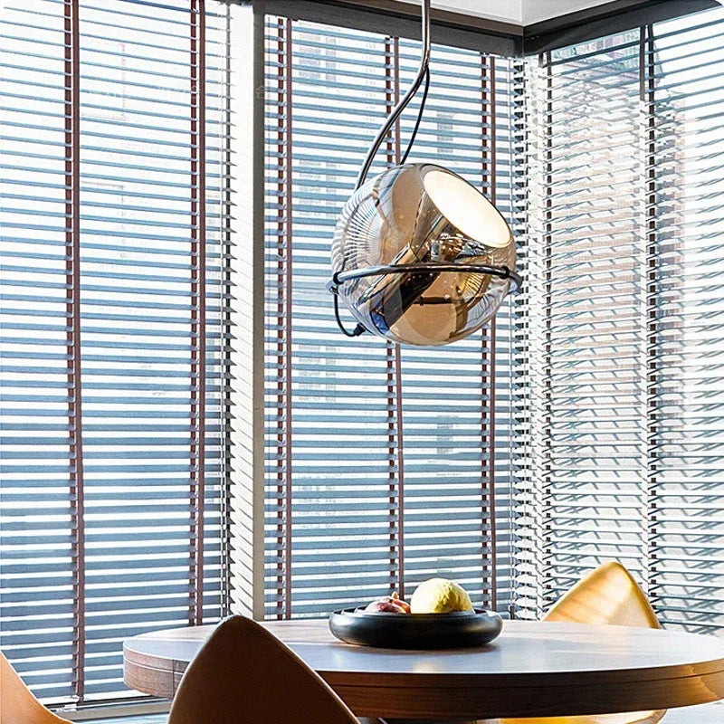 suspension en verre ambré style nordique moderne luminaire décoratif - vue 5 sur 7