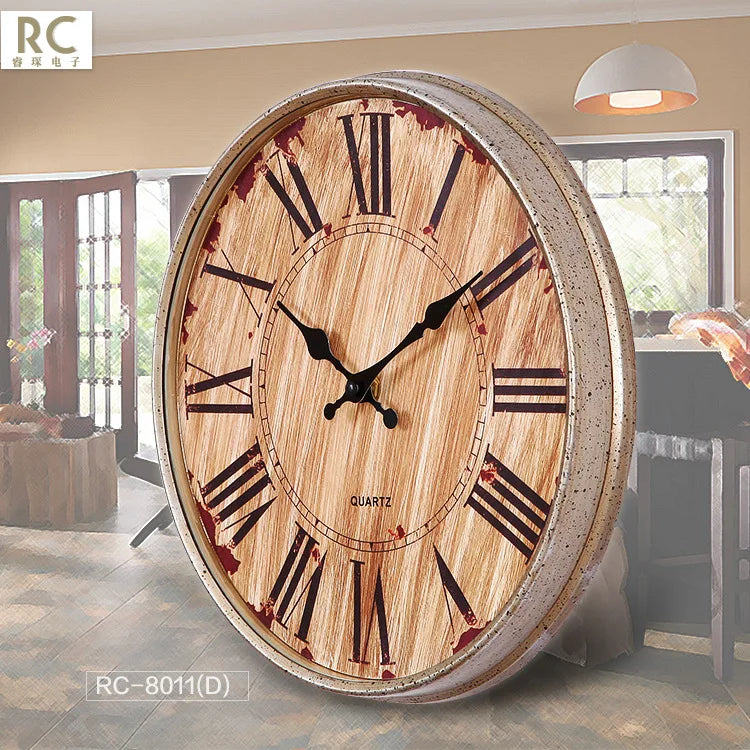 horloge murale rétro silencieuse shabby chic pour décoration intérieure - vue 5 sur 7