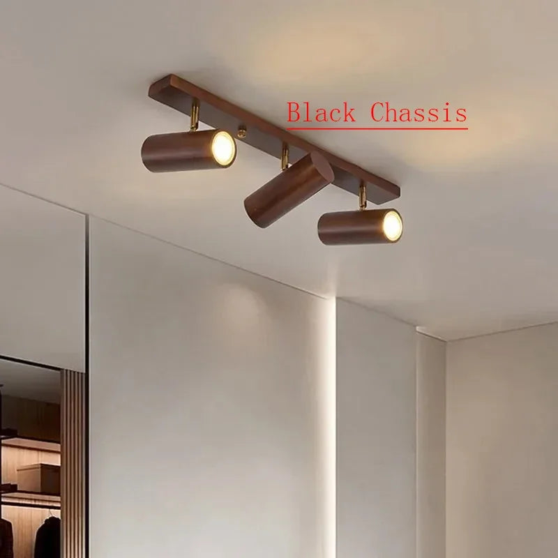 Lampe de chevet nordique LED multi-têtes en noyer - vue 6 sur 12