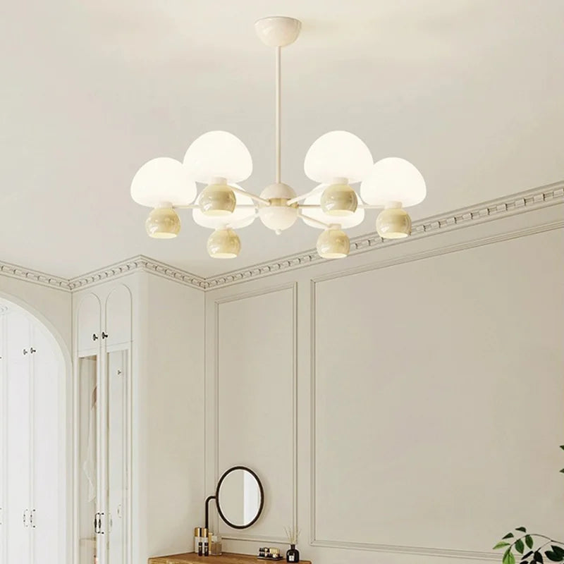 lustre moderne en verre avec luminaires réglables en métal - vue 5 sur 9